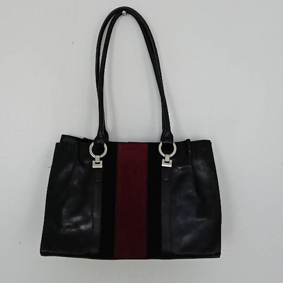 Etienne Aigner Women's Dual Handle Strap Dual Color Shoulder Bag Black&Red - Picture 1 of 5